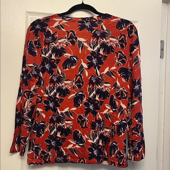 Garnet Hill Orange and Blue Merino Cardigan - Picture 5 of 5